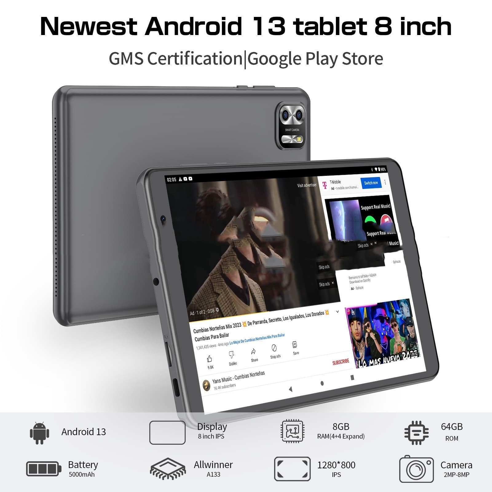 Android-nettbrett 8 tommer